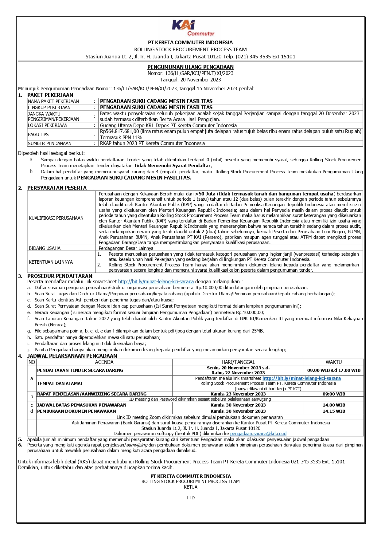 136 pen ulang lelang skcd mesin fasilitas page 0001